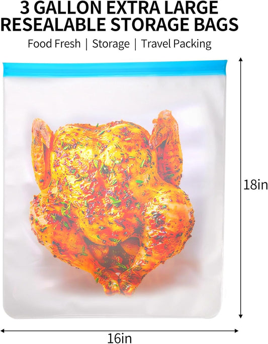 Extra Large 3 Gallon Reusable Storage Bags